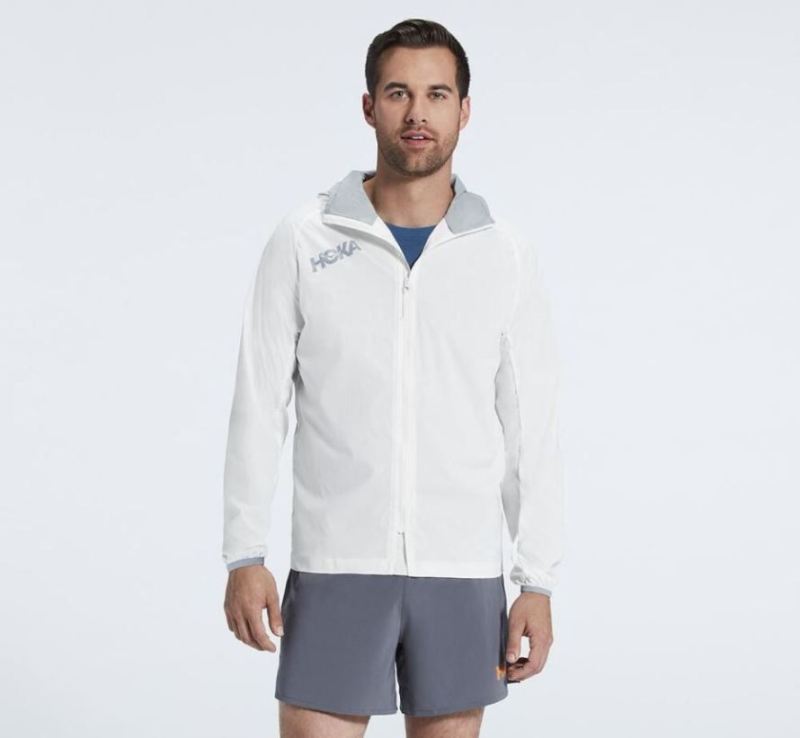 Veste coupe-vent entièrement zippée Hoka pour hommeBlanc