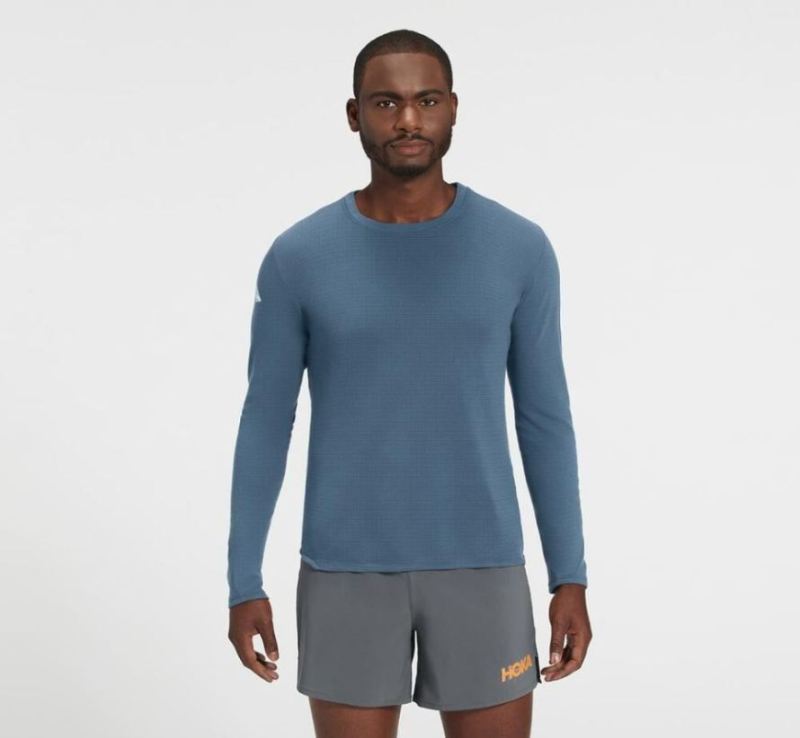 Hoka T-shirt à manches longues en mélange de mérinos pour homme Real Teal