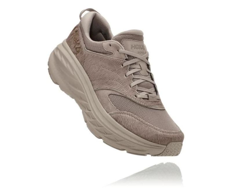 Hoka X Eg Bondi L Simply Taupe Cow Hair pour femme