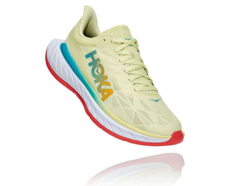 HOKA CARBON X 2 FEMME VERT LUMINEUX / CORAIL CHAUD