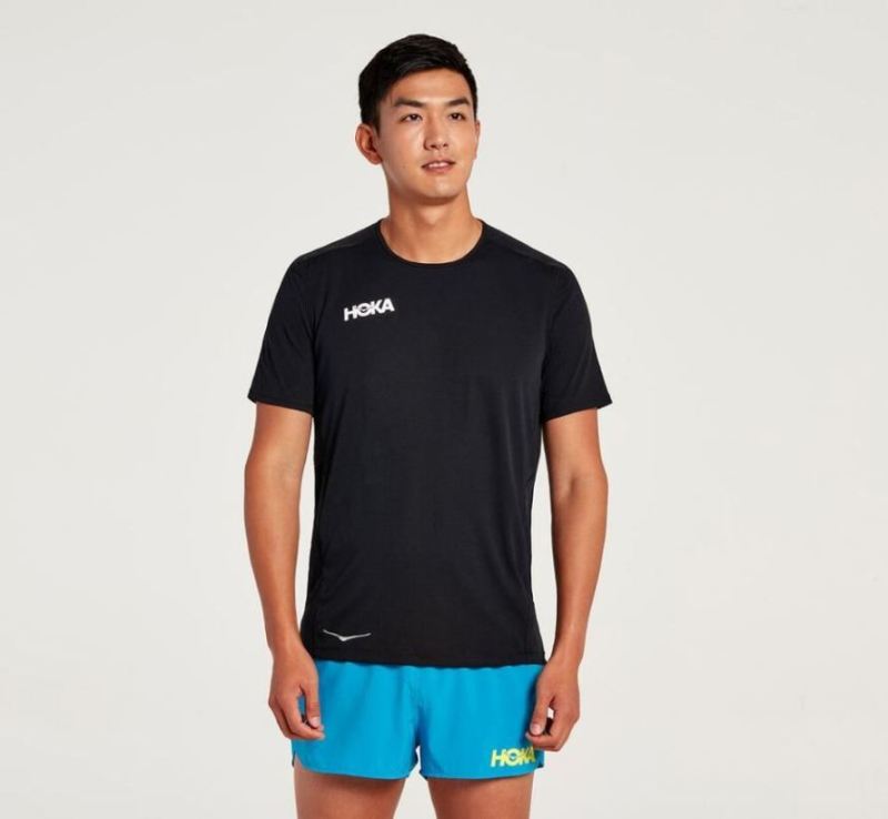 Hoka Manches courtes Performance pour homme Noir