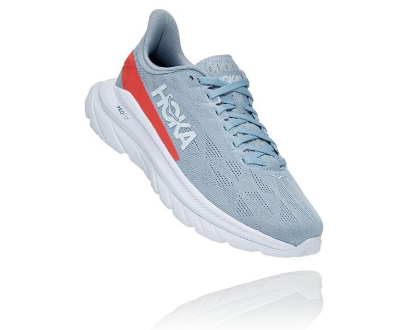 HOKA MACH 4 POUR FEMMES BLUE FOG / HOT CORAL