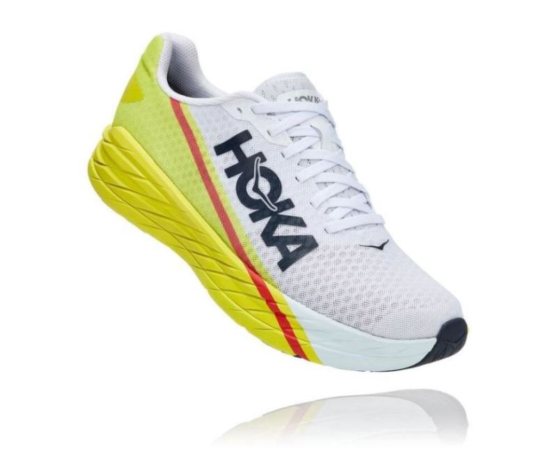 Hoka Rocket X pour femme, chaussure de course à pied, blanc / Evening Primrose