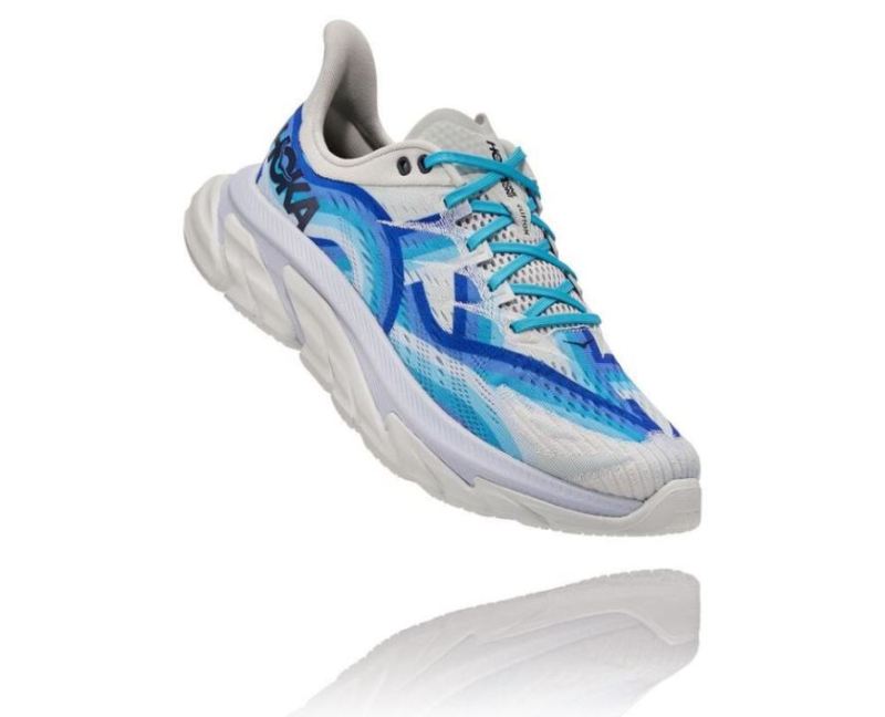 Chaussures d'entraînement décontractées Hoka Clifton Edge Geometric Dazzling Blue / Blue Flower pour femme