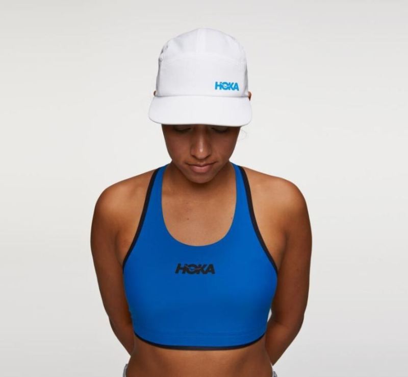 Bonnet Hoka Performance ajustable pour femme, blanc/bleu diva