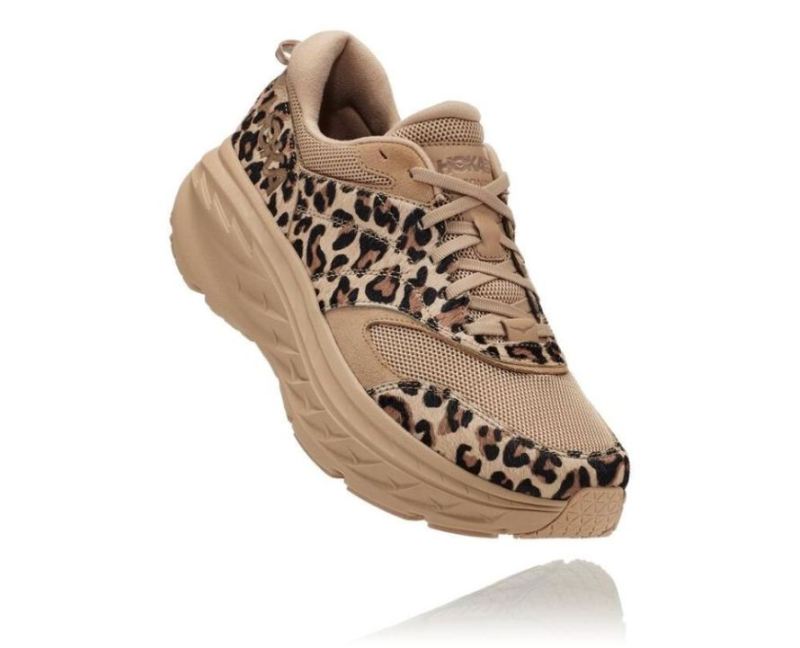 Challenger X Eg Bondi L Sand Leopard Print pour femme de Hoka