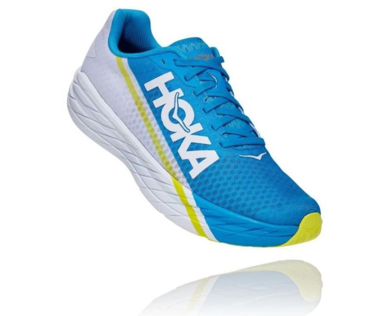 Chaussure de course Hoka Rocket X pour femme Blanc / Bleu diva