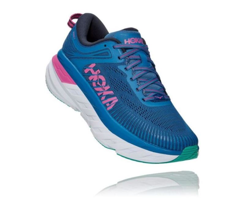 Hoka Bondi 7 pour femme, bleu Vallarta / rose phlox