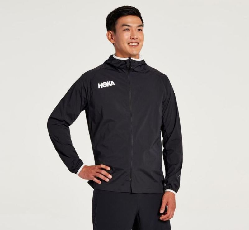 Hoka Veste coupe-vent entièrement zippée pour homme, noir