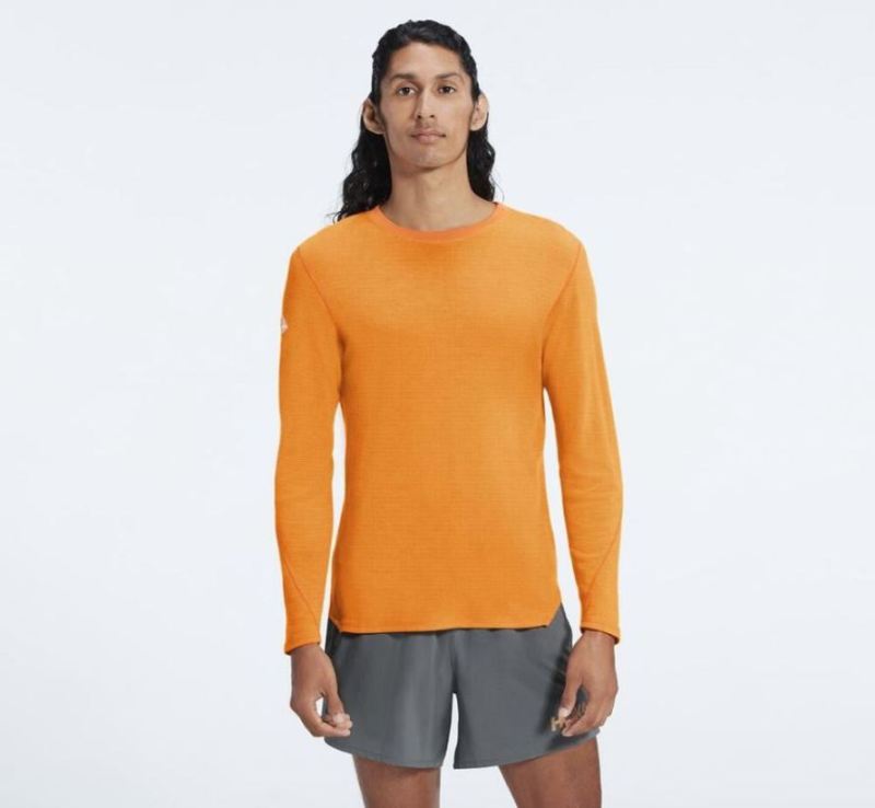 Hoka T-shirt à manches longues en mélange de laine mérinos pour homme Persimmon Orange