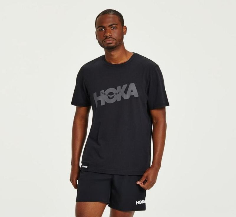 Hoka T-shirt de marque pour homme Noir / Castlerock