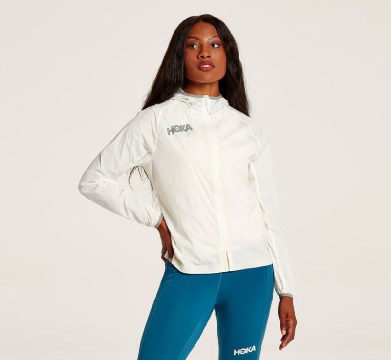 Hoka Veste coupe-vent entièrement zippée pour femme Blanc