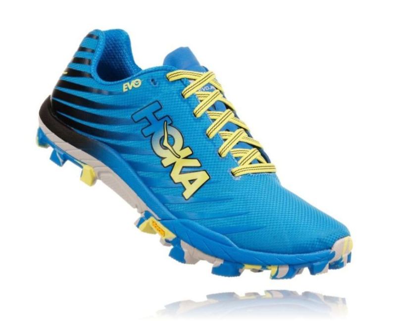 Chaussure de course sur sentier Hoka EVO Jawz pour homme Cyan / Citrus