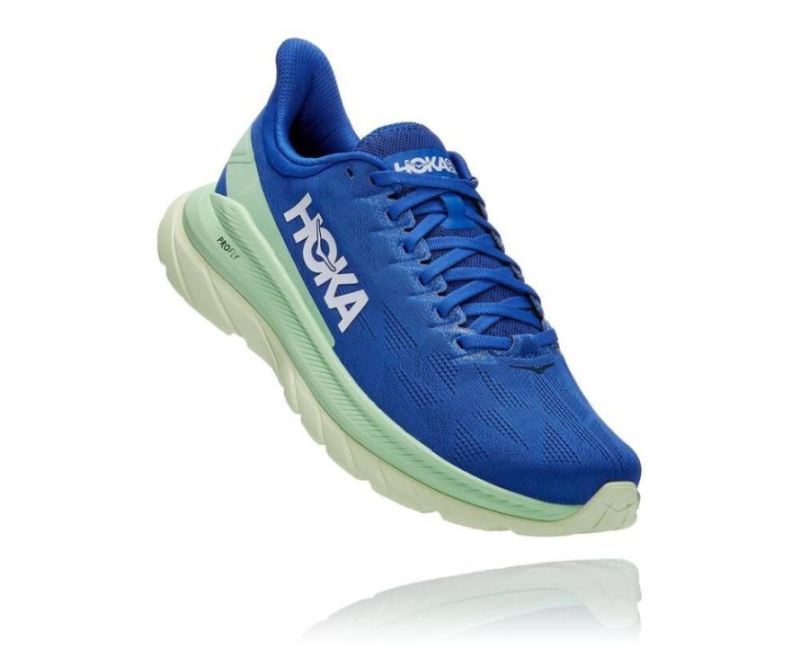 Chaussure de course à pied Hoka Mach 4 pour hommes Bleu éblouissant / Vert cendré