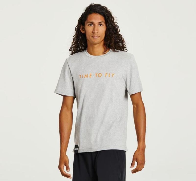 T-shirt de marque Hoka pour homme Gris chiné / PersimmonOrange