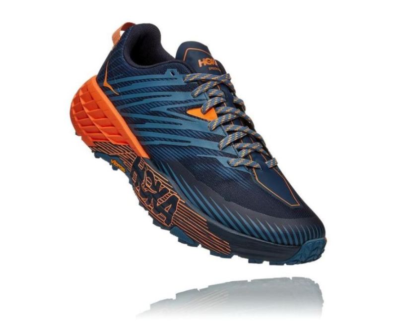 Hoka Speedgoat 4 pour homme Bleu sarcelle véritable / Orange kaki