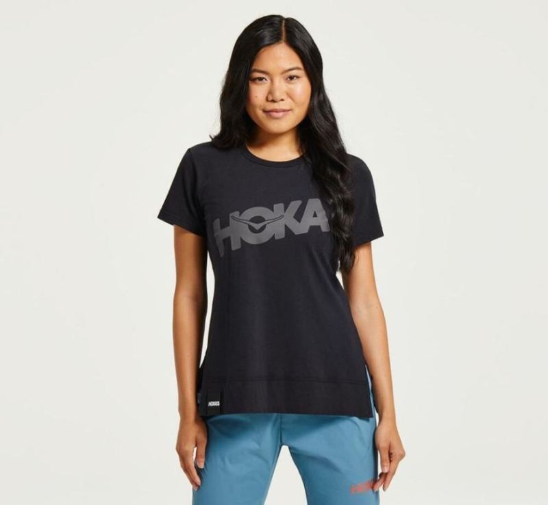 T-shirt de marque pour femme Hoka Noir /Castlerock