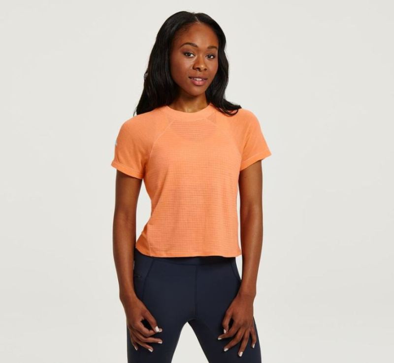 Hoka Merino Blend Short Sleeve Cantaloup pour femme