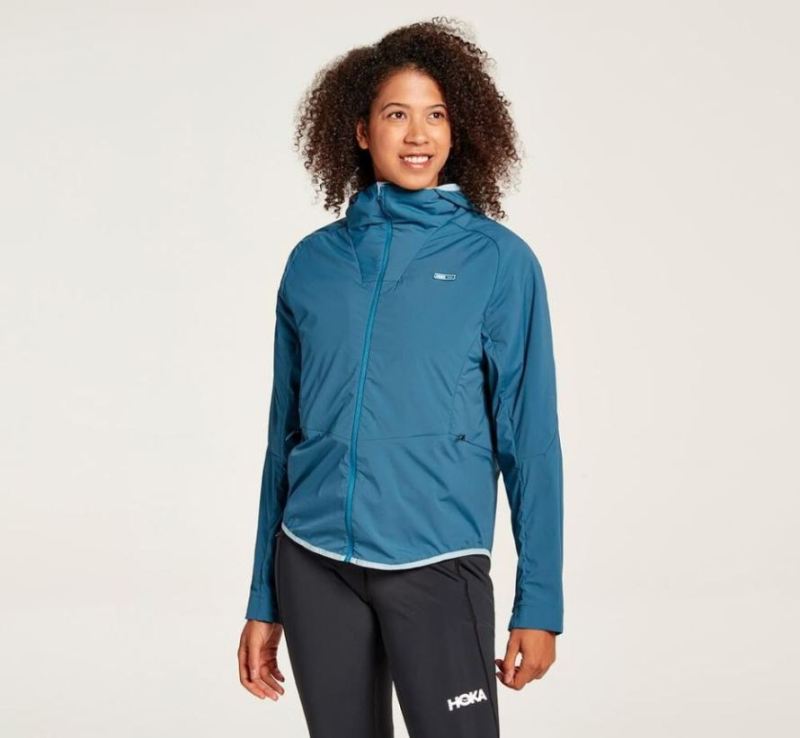 Hoka Veste de course hybride pour femme MarocaineBleu