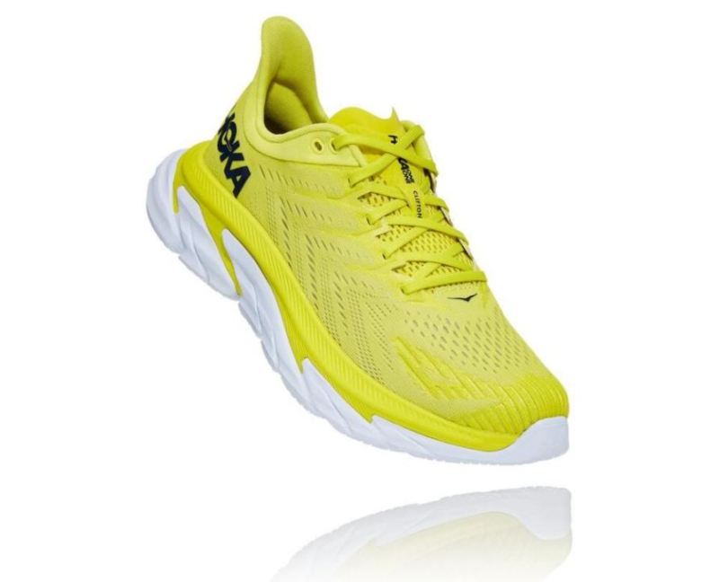 Chaussure de course longue distance Hoka Clifton Edge pour homme Citrus / Blanc