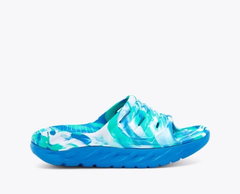 Hoka Ora Recovery Slide Swirl pour femme - Atlantis / Blue Coral