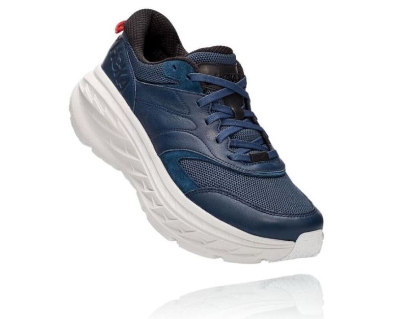 Chaussures de course sur route en cuir Hoka Bondi pour hommes Moonlit Ocean / Nimbus Cloud