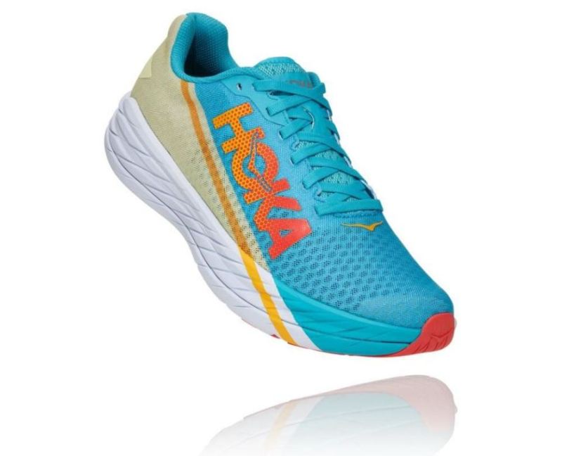 Chaussures de course Hoka Rocket X pour femme Scuba Blue / Luminary Green