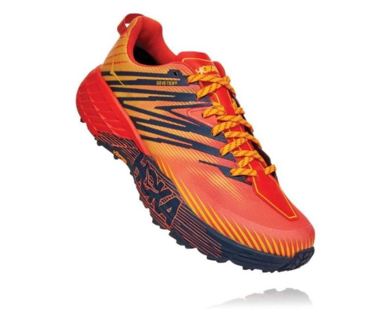 Hoka Speedgoat 4 GORE-TEX pour homme, rouge mandarine / fusion dorée