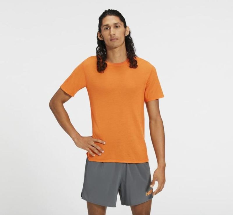 Hoka Manches courtes en mélange de laine mérinos pour homme Persimmon Orange